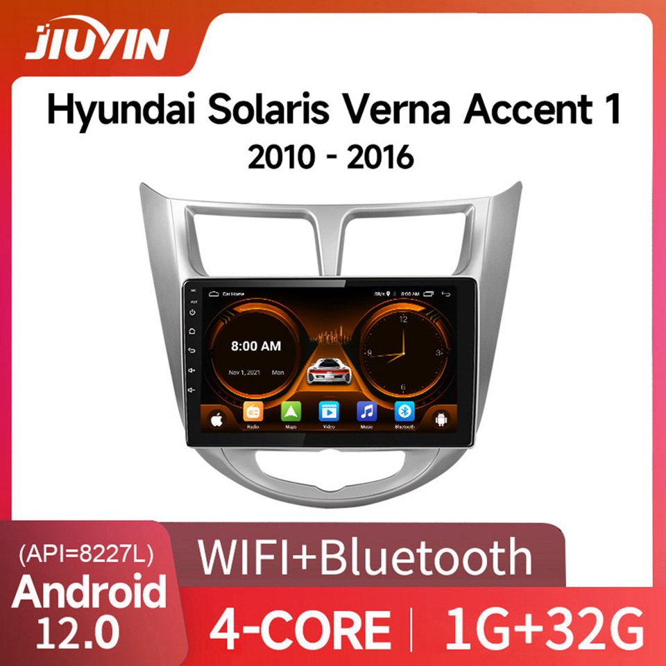 

JIUYIN Android 12 Carplay автомобильное радио для Hyundai Solaris Verna Accent 1 2010 - 2016 мультимедийный плеер 2 Din GPS 4G DVD головное устройство