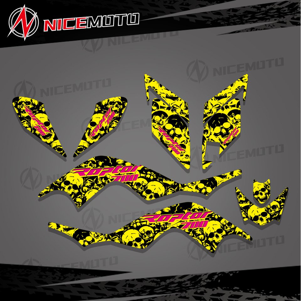 

NICEMOTO для Yamaha RAPTOR 700 YFM700 YFM 2006-2009 2010 2011 2012 ATV Полный обтекатель Наклейка Графический фон Наборы