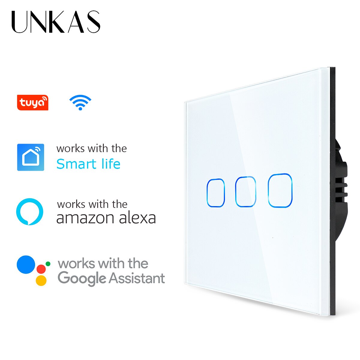 

Умные переключатели UNKAS 1/2/3 Gang Wi-Fi