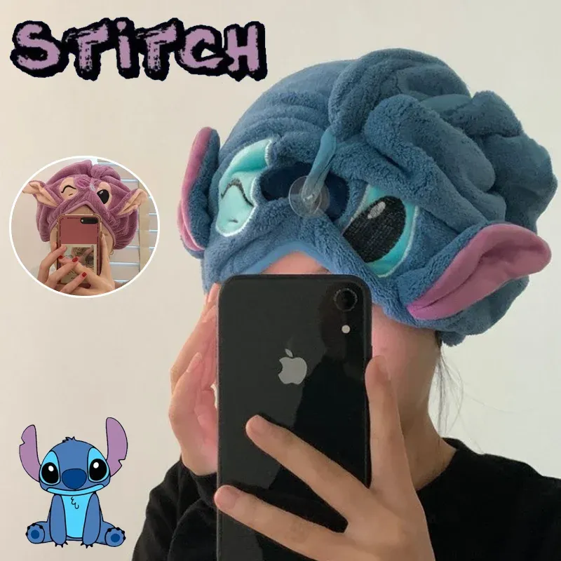 

Disney Stitch сухое полотенце для волос женская мода коралловый бархат сушка обертка сильная вода шапка для душа протирка банные шапки инструмент подарки