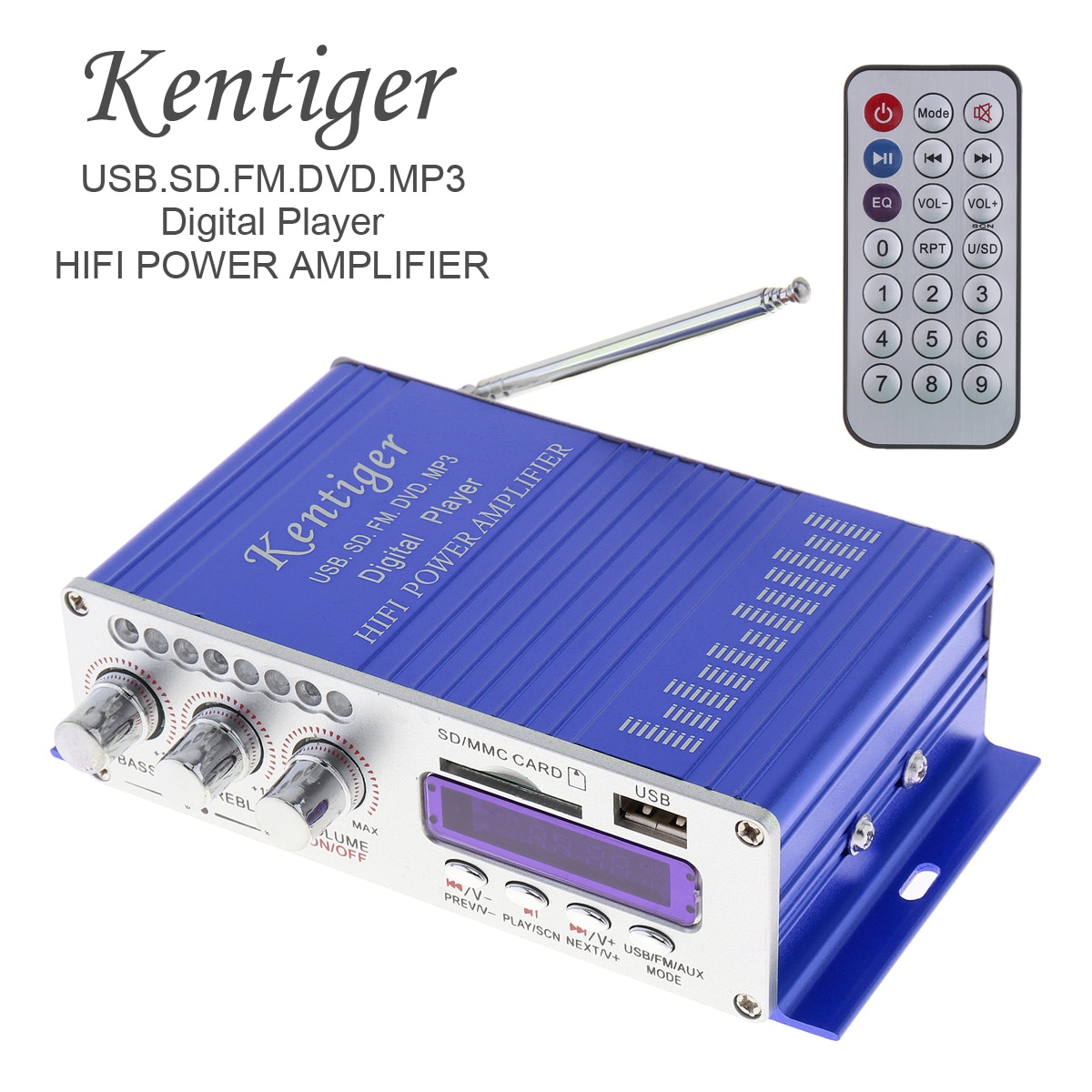 

HY502 Цифровой дисплей Hi-Fi 2-канальный автомобильный стереоусилитель мощности Поддержка AMP Подходит для входа iPod/USB/MP3/FM/SD Jack