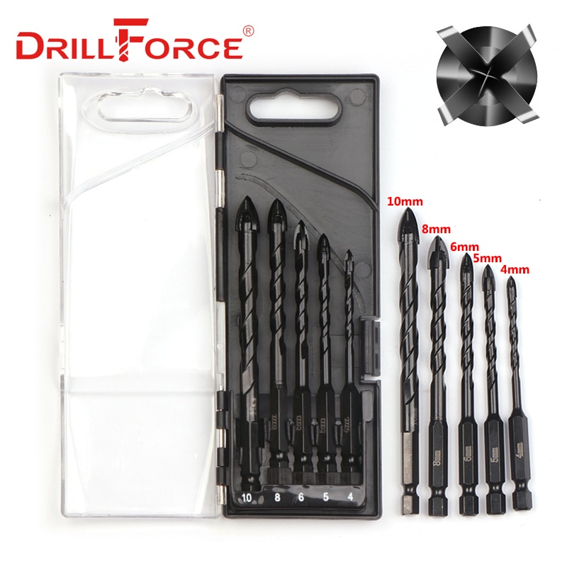 

DRILLFORCE Комплект сверл 5 шт. для стекла, керамики, бетона