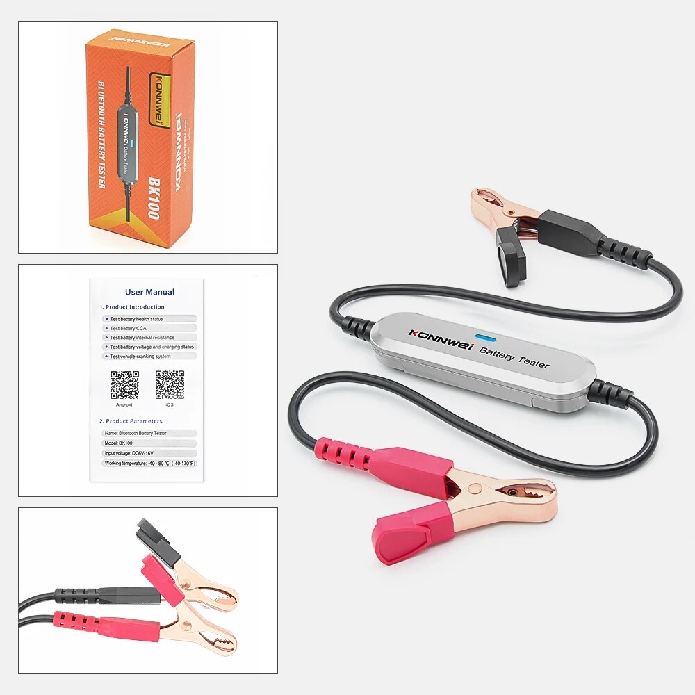 

Тестер аккумулятора KONNWEI BK100, Bluetooth 5,0, 6 в, 12 В, BT 5 2000 CCA