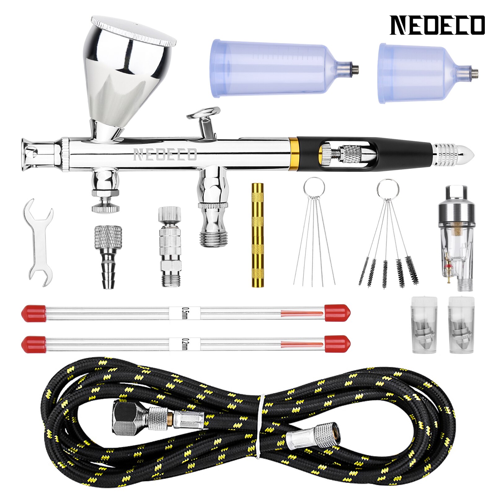 

NEOECO NCT-SJ83RS1 Аэрограф Двойного Действия 9cc 1/3 Унции С Чашками Для Жидкости Быстросъемная Воздушная Крышка Навинчивающ...