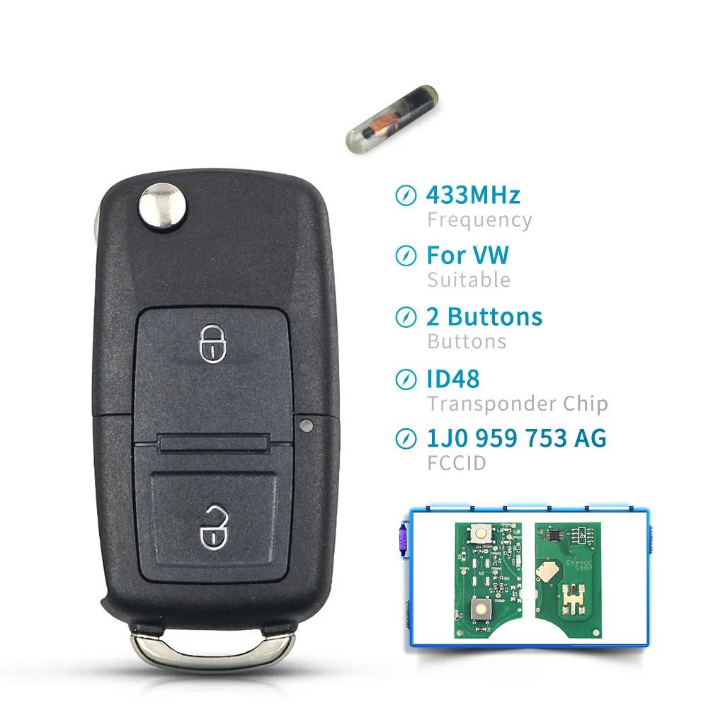 

KEYYOU HLO 1J0 959 753 AG Автомобильный Дистанционный ключ для VW SKODA Fabia Superb Octavia 1J0959753AG/5FA008399-00 753AG 2000 - 2008