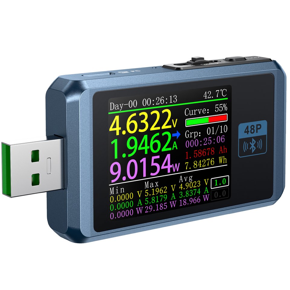 

USB-тестер FNIRSI FNB48P, вольтметр, амперметр