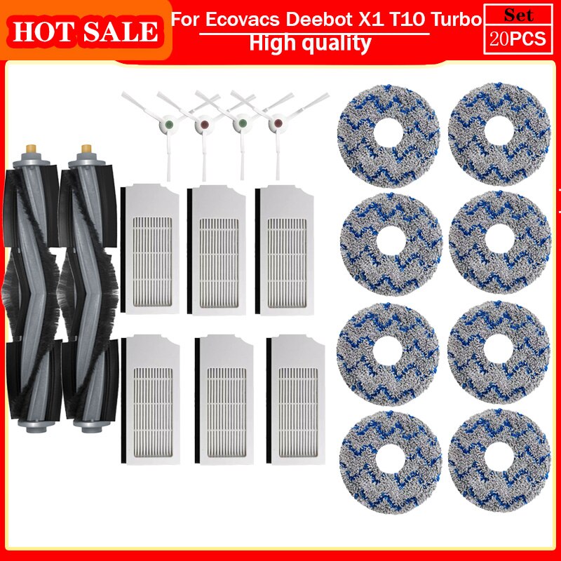 

Аксессуары для Ecovacs Deebot X1 OMNI Turbo/T10 OMNI Turbo/Yeedi KK Мешки для пыли Hepa-фильтр Основная боковая щетка Детали ткани для швабры