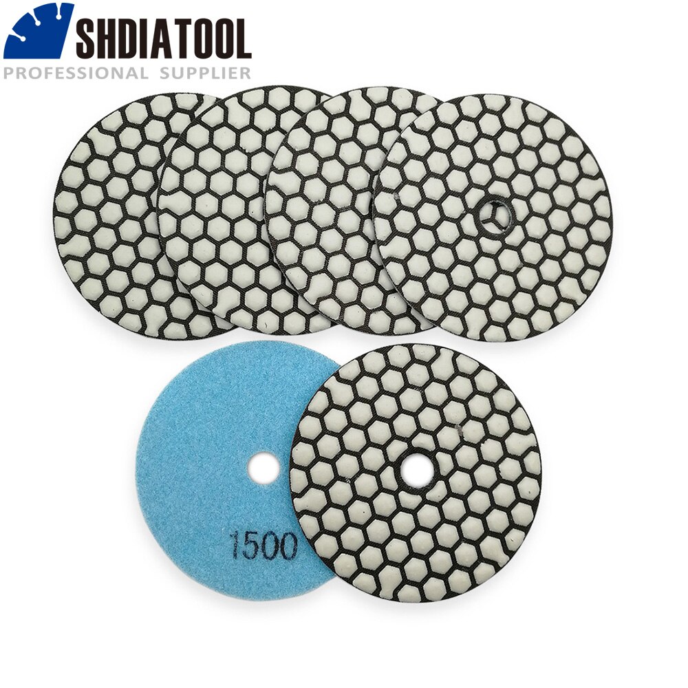 

Diatool 7 шт./pk 100 мм #1500 diamond сухой Полировальная Подложка для Гранит и Мрамор 4 дюйма шлифовальный диск для камень без воды