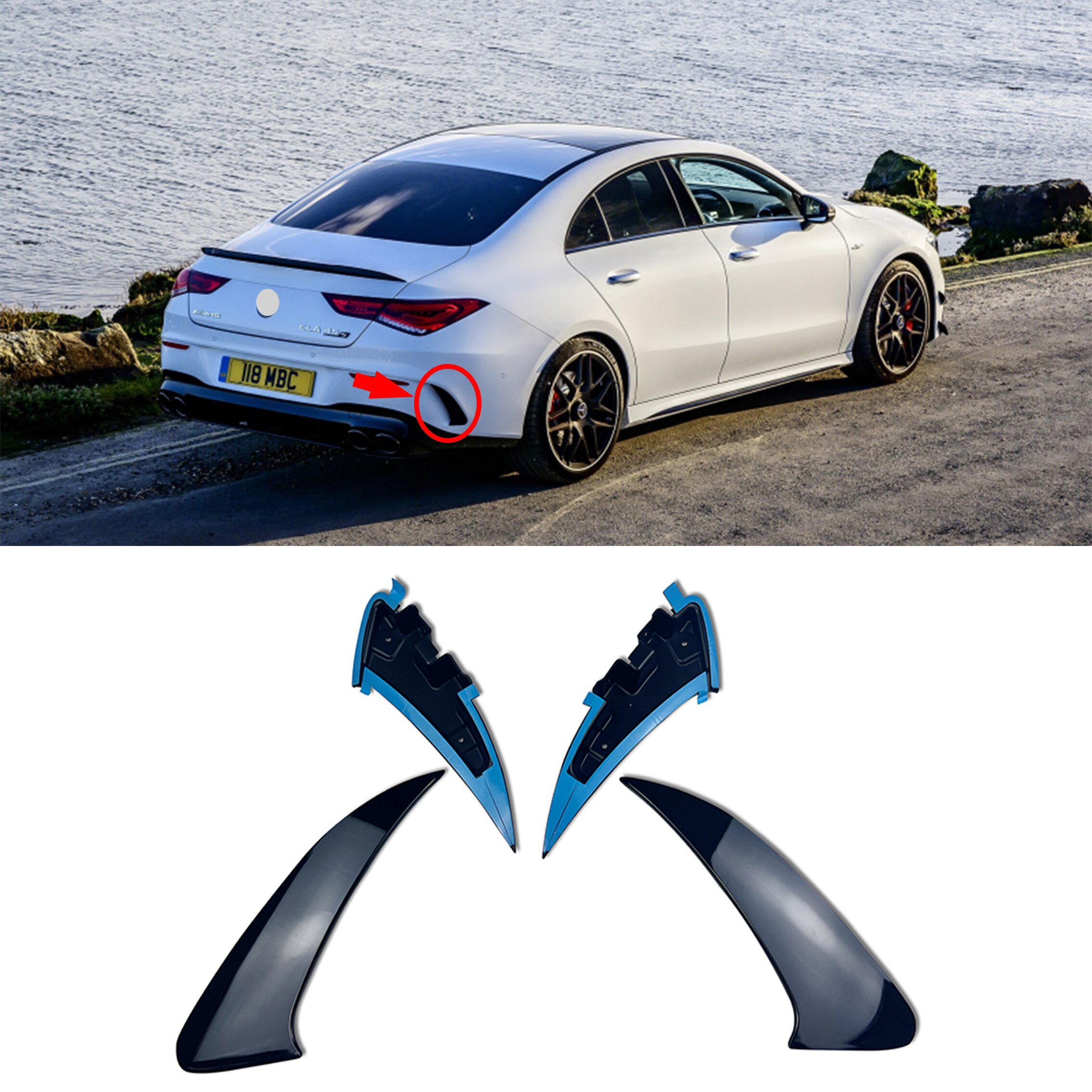 

C118 Спойлер заднего бампера для Mercedes CLA class W118 2019-2020 CLA250 CLA180 CLA200 ABS Trim 2 шт. CLA45 Style