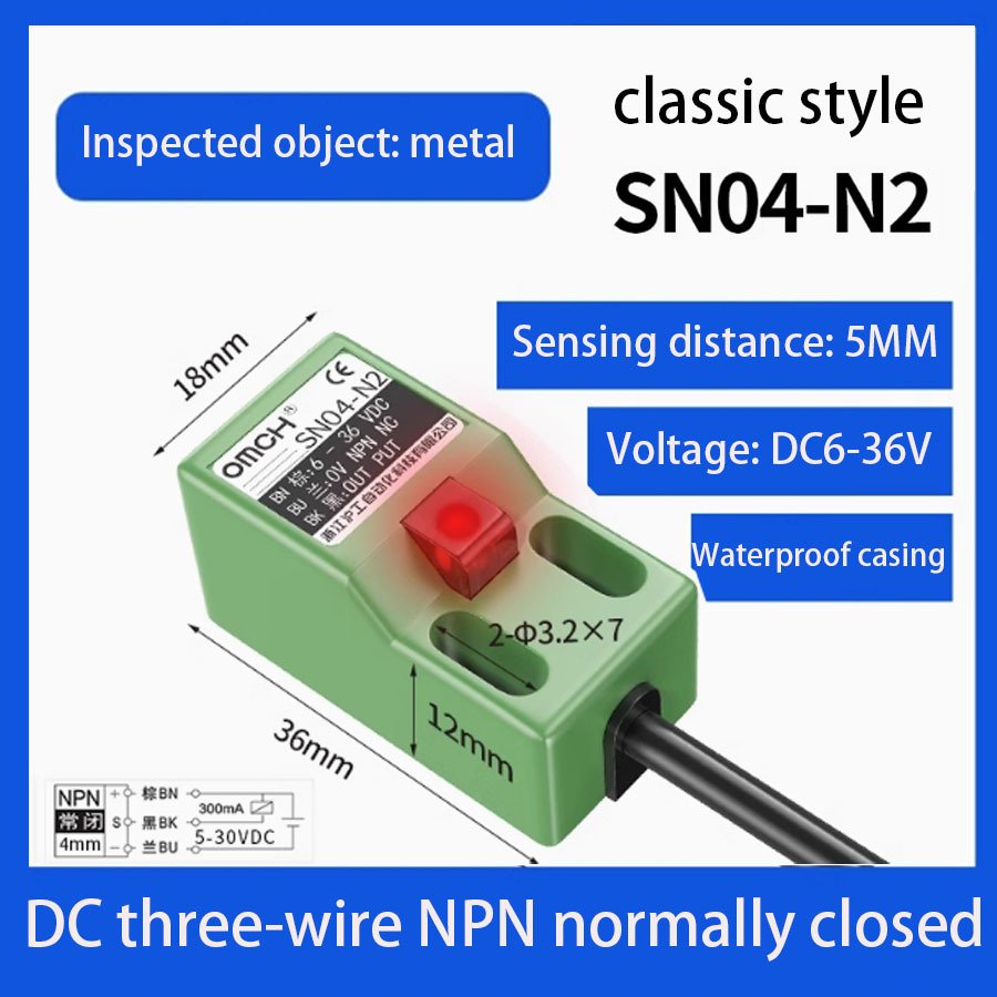 

Квадратный металлический индукционный датчик приближения SN04 n/n2/3/p/d1/y, два или три провода NPN24V