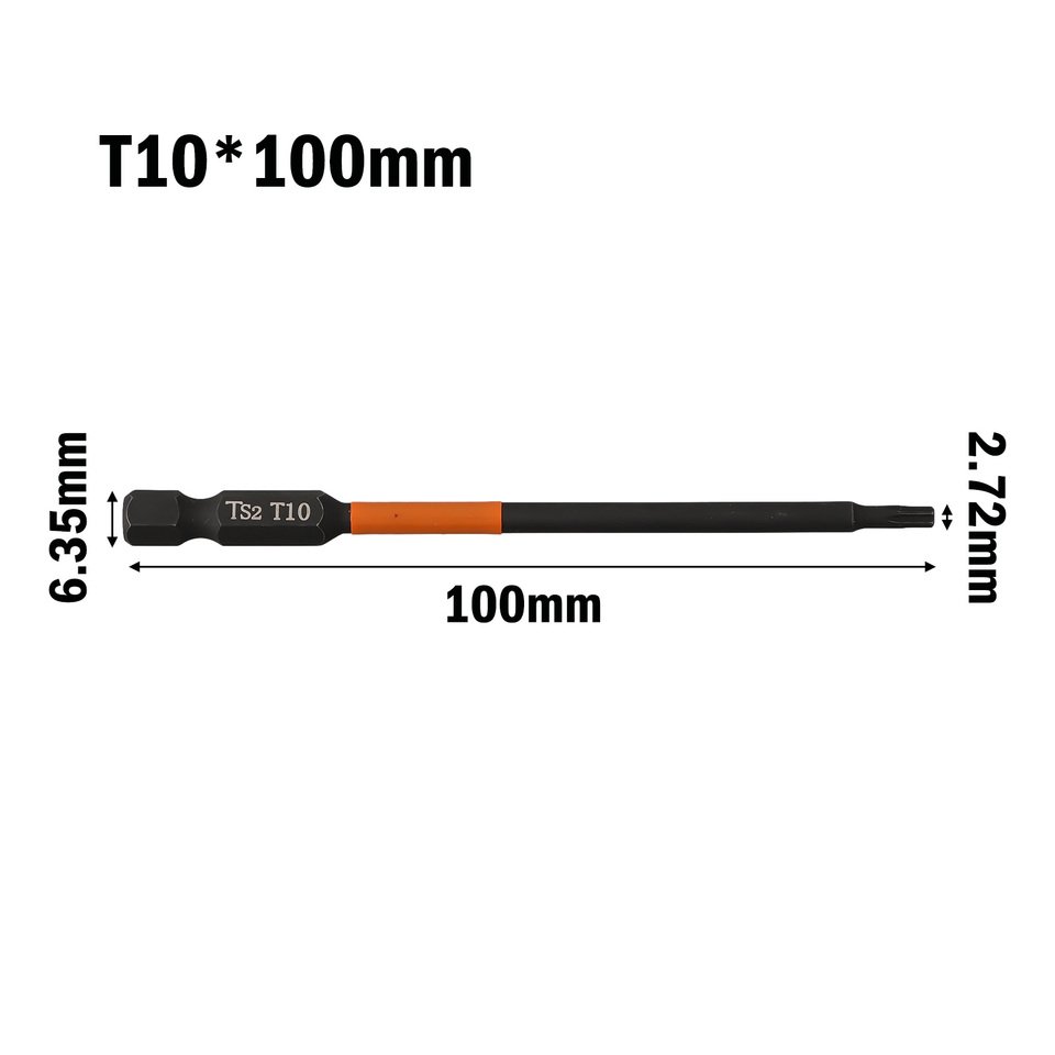 

1 шт., отвертка Torx, 100 мм, магнитная отвертка, винт 1/4 дюйма, шестигранный хвостовик, электрический ключ, отвертка T10 T15 T20 T25 T30