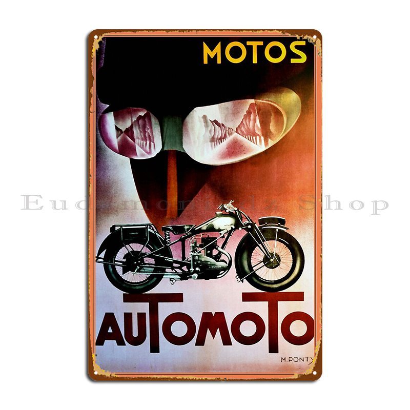 

Металлическая вывеска Motos Vintage French Art Deco Motorcycle