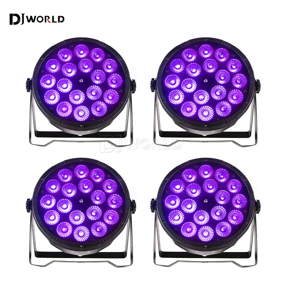

DJWORLD Плоские светодиодные сценические светильники RGBWA UV 6in1
