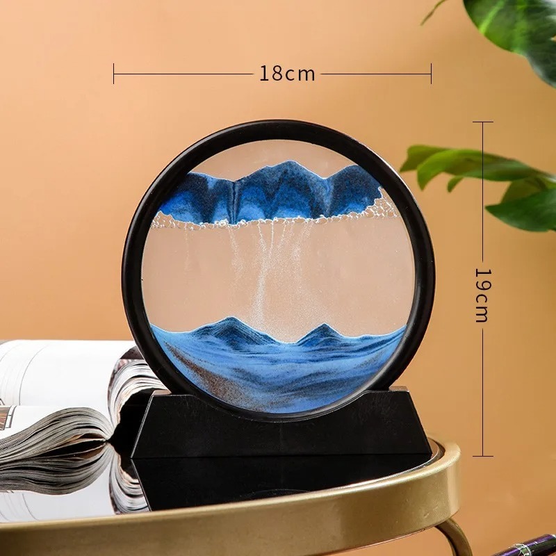 

3D Часы С Движущимся Песком, Круглые Стеклянные Глубоководные Пейзажи, Гладкий Офисный Домашний Декор, Подарок