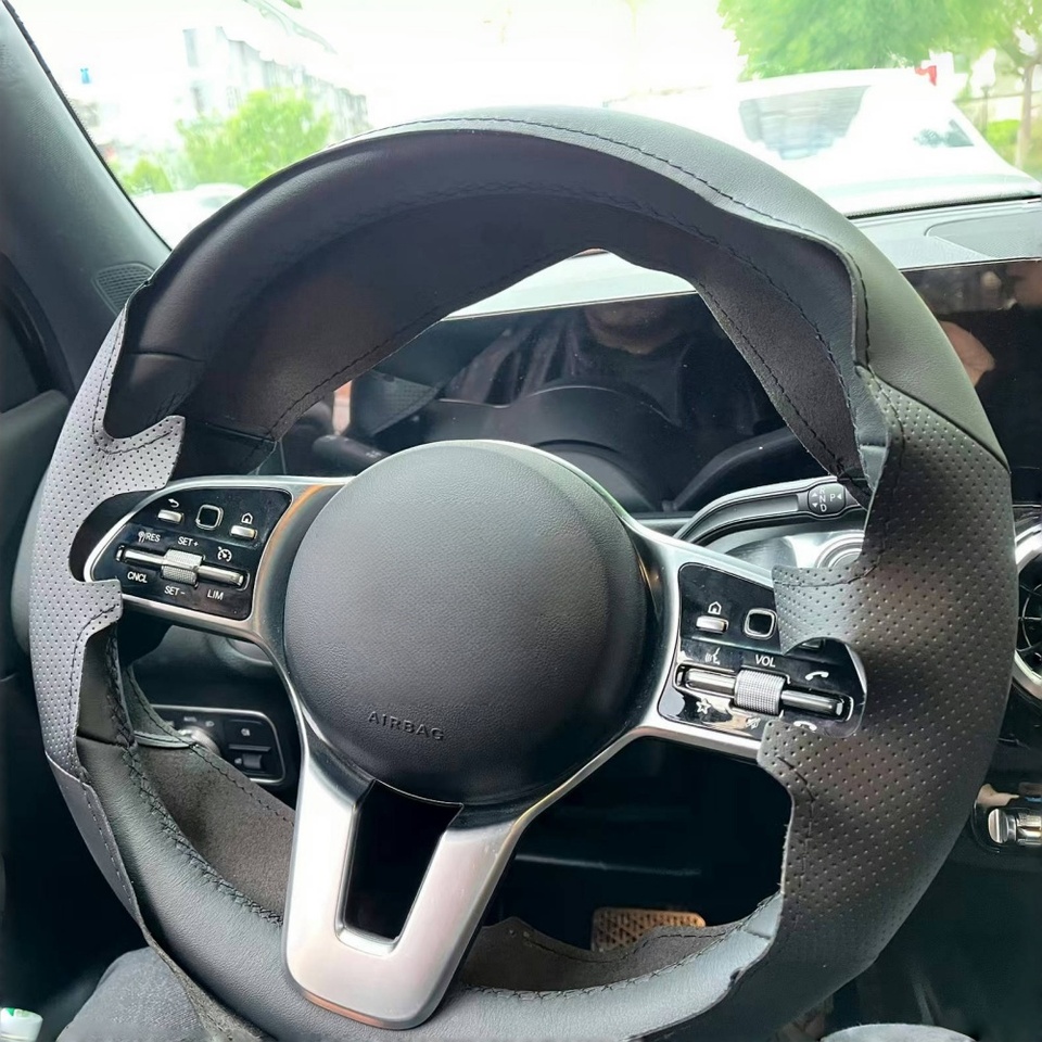 

Mercedes - Benz A - Class 2019 - 2020 GLC GLB 2020 CLS 2018 - 2020 Пуховое плетение автомобильных аксессуаров Набор рулевого колеса кожа