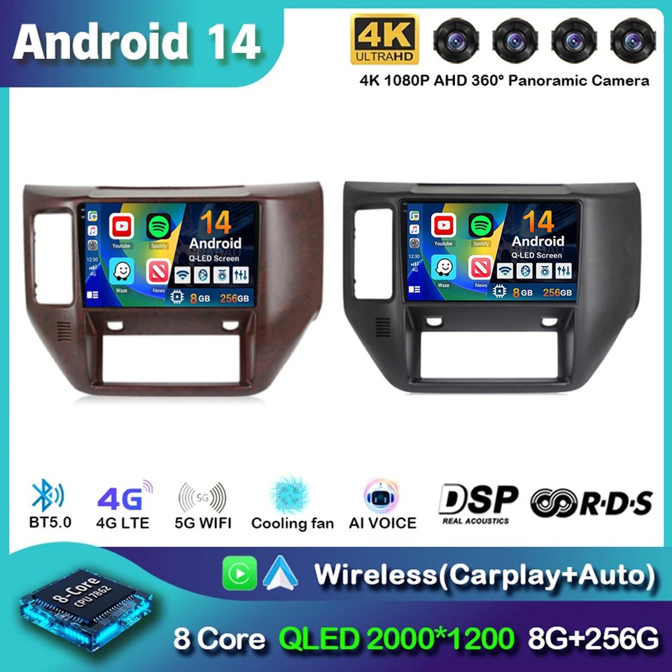 

Автомагнитола CarPlay Android 14 для Nissan Patrol V 5 Y61 2004-2021 Мультимедийный видеоплеер Навигация GPS Стерео DSP No 2 Din