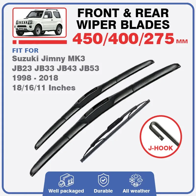 

Комплект для Suzuki Jimny MK3 JB23 JB33 JB43 JB53 1998-2018, комплект передних и задних щеток стеклоочистителя, аксессуары для лобового стекла