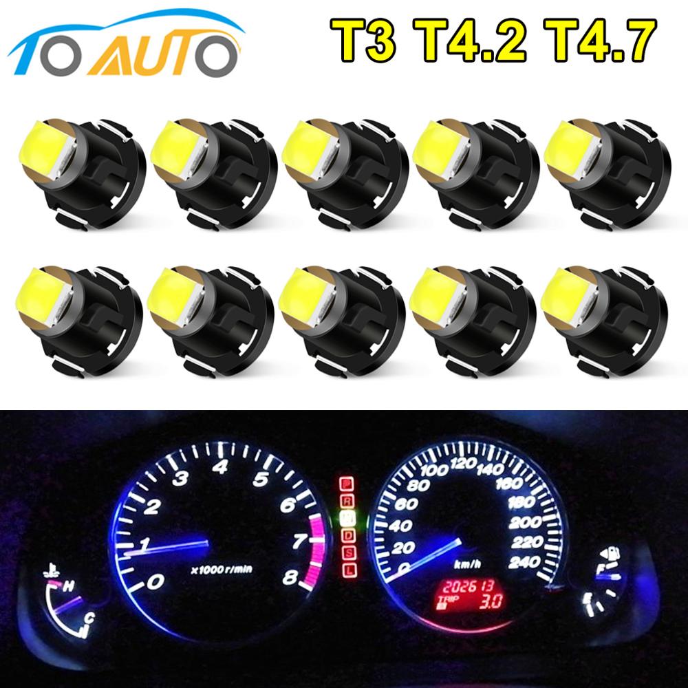 

10 шт. светодиодная лампа T3 T4.2 T4.7 LED 3030 SMD чипов DC12V автоматическая приборная панель лампа индикатор обогрева клиновой светильник 6000K супер яркий