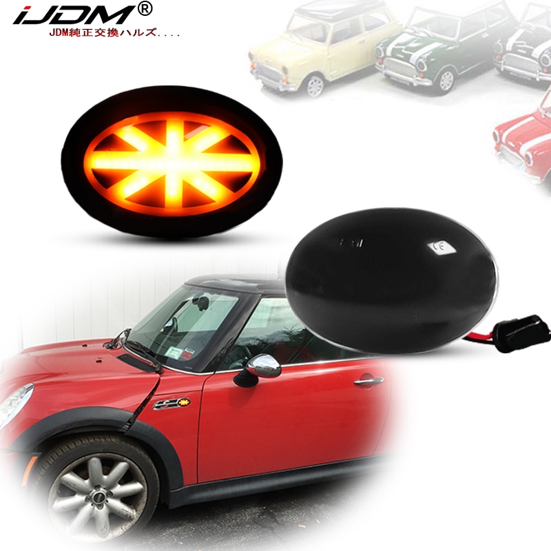 

iJDM Amber Union Jack логотип логотип светодиодные фонари боковые габаритные огни крыла для MINI Cooper Gen2 R55 R56 R57 R58 R59 указатель поворота