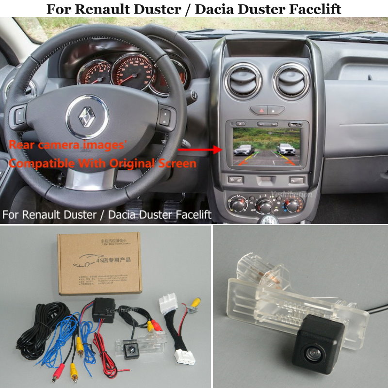

Автомобильная камера заднего вида для Renault Duster / Dacia Duster Facelift 2014 ~ 2017 - RCA и совместимый оригинальный экран