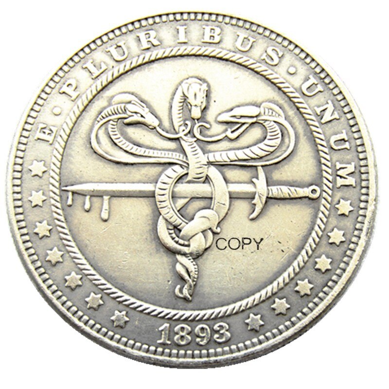 

Серебряные копии монет HB(163) Hobo Morgan Dollar Skull Zombie Zkeleton