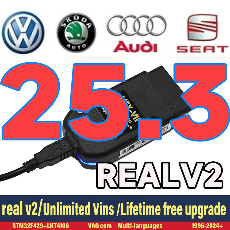 

VCDSCAN Newer Real V2 STM32F429 Инструменты автоматического сканирования v25.3 Unlimited VINs Диагностическое кодирование VAG COM HEX Real для VW Audi Skoda Seat