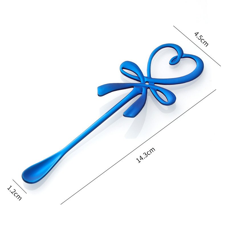 

Creative Cute Stainless Steel Spoon Bowknot Heart Shaped Mini Coffee Spoon Tea Dessert Hanging Gold Silver Scoops Wedding Gifts