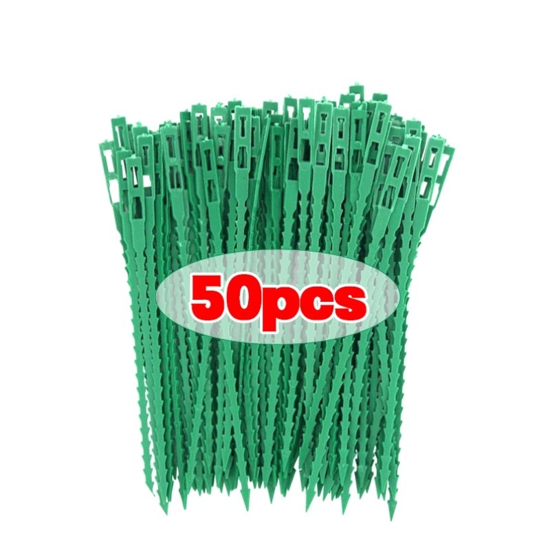 

50/100 шт. многоразовые пластиковые стяжки для растений, портативные опоры для садовых растений, виноградная лоза, регулируемые пластиковые крепления для растений, кабельные стяжки на молнии