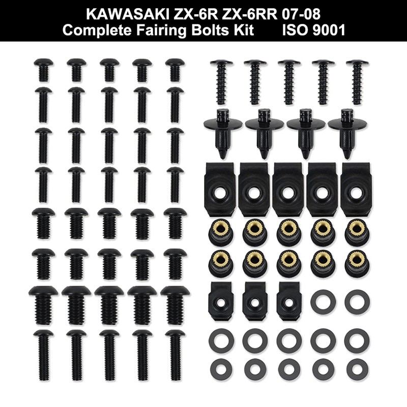 

Подходит для Kawasaki ZX6R ZX-6R ZX-6RR 2007 2008, полный обтекатель, полный комплект болтов, зажимы для обтекателя, гайки, винт из нержавеющей стали