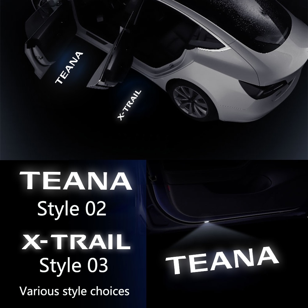 

2 шт. автомобильные дверные фары для Nissan Xtrail X trail T30 T31 Teana J31 GT-R R35 Murano Z50 Z51 Светодиодная лампа-эмблема аксессуары для тюнинга