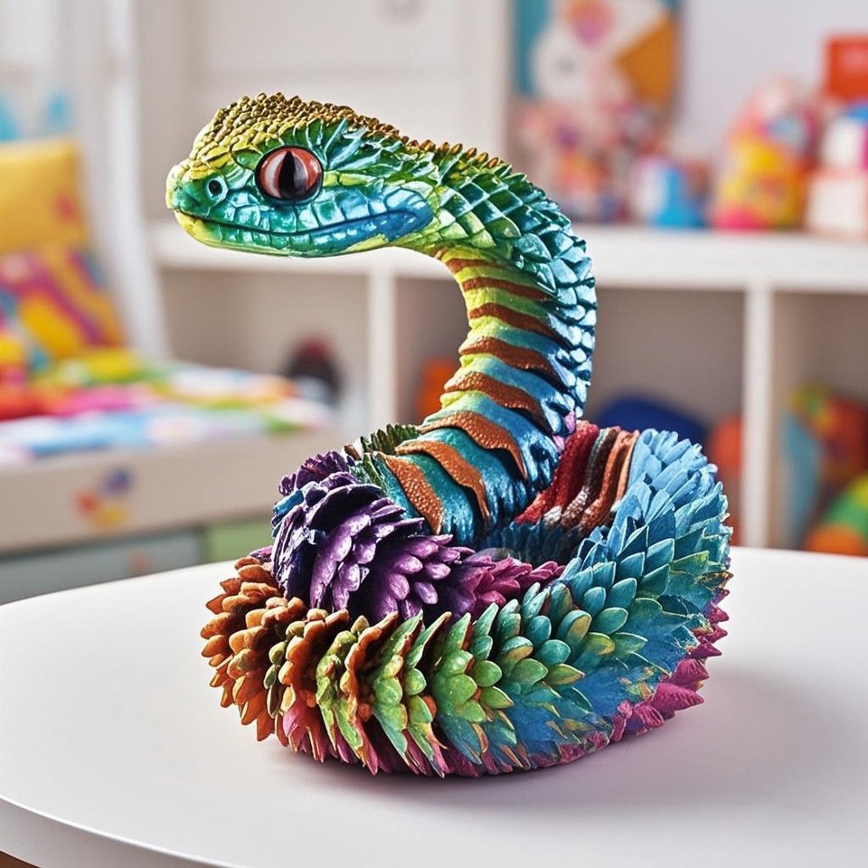 

3D печатная змея, настольная шарнирная змея, коллекционные предметы, креативная модель змеи, сенсорные игрушки, украшение для рабочего стола, игрушки с 3D принтом