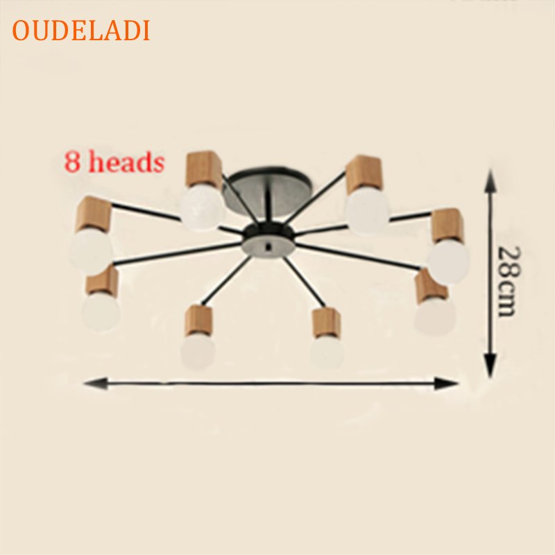 

Потолочный светильник OUDELADI, деревянный, винтажный паук, регулируемый, E27