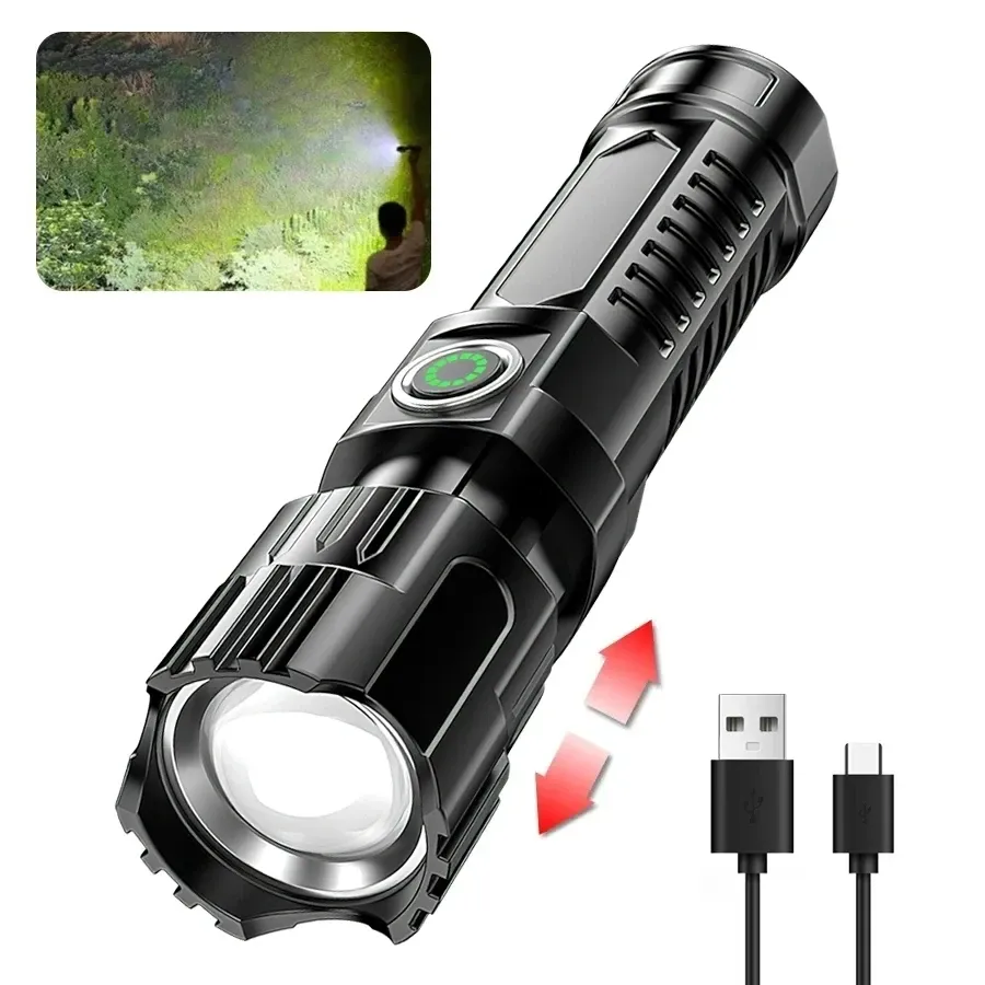 

LONGRIVER Тактический Фонарик 2000 Лм с Дисплеем USB