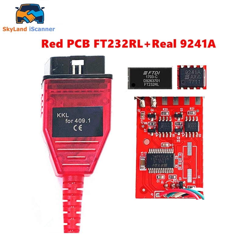 

VAG KKL 409,1 красная печатная плата FT232RL 9241A, настоящий чип VAG409, считыватель кодов USB VAG 409 для AUDI/VW