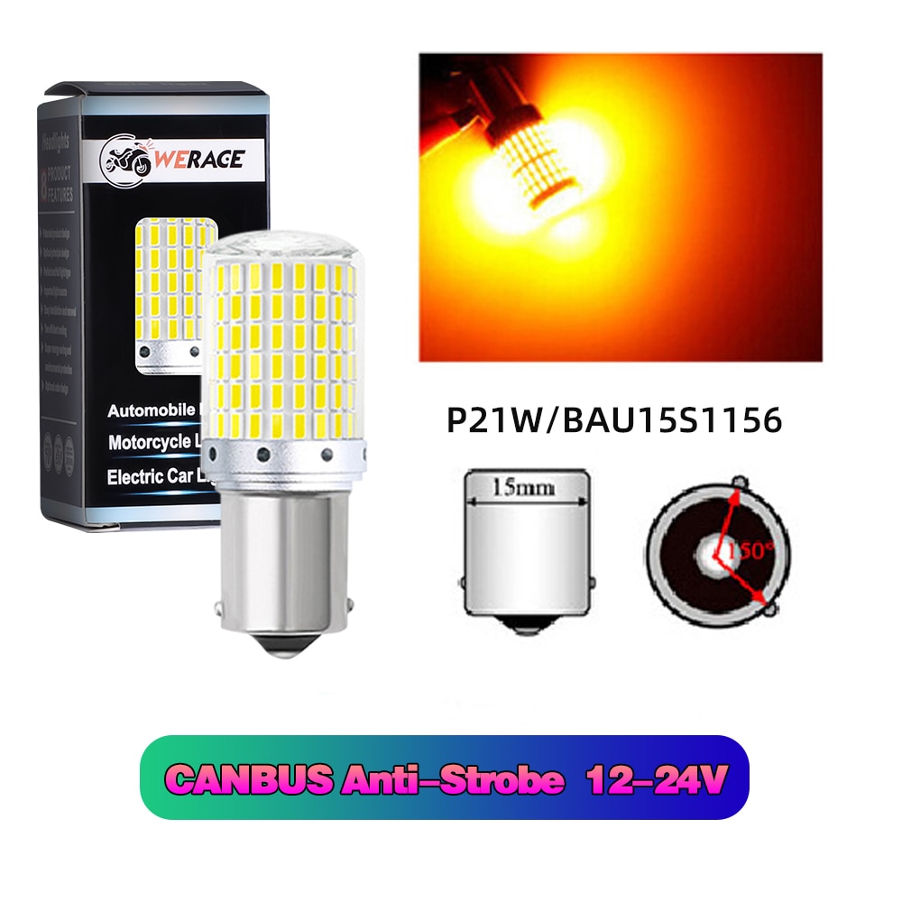 

12-24 В автомобисветильник лампа s сигнальная лампа 1156 PY21W BAU 15S BA 15S 1157 P21/BAY15D T20 7440/W21W 144SMD светодиодные лампы Canbus автомобильный поворотник