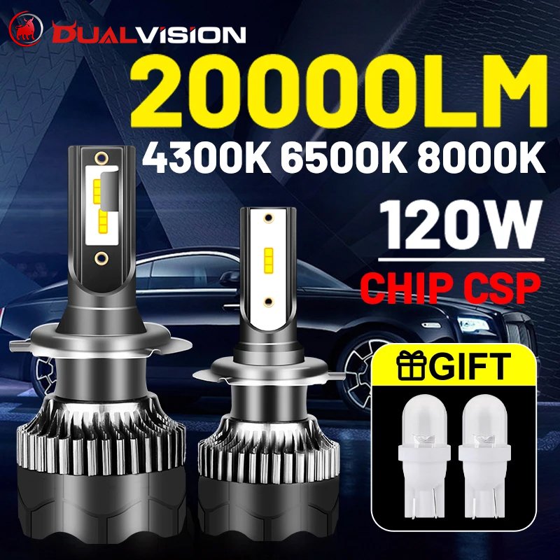 

H4 светодиодные фары 20000LM 120W светодиодные H7 H1 H11 H8 H9 9005 9006 HB3 HB4 4300K 6500K 8000K 3570 CSP