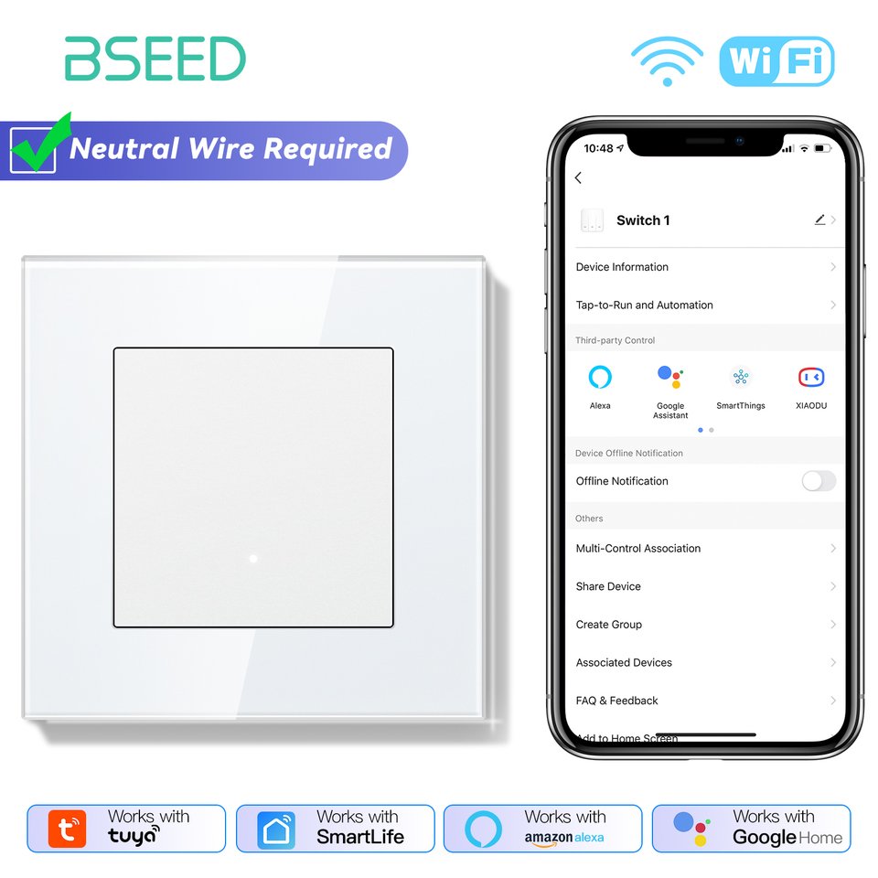 

Умные переключатели BSEED Wi-Fi 1/2/3 Gang