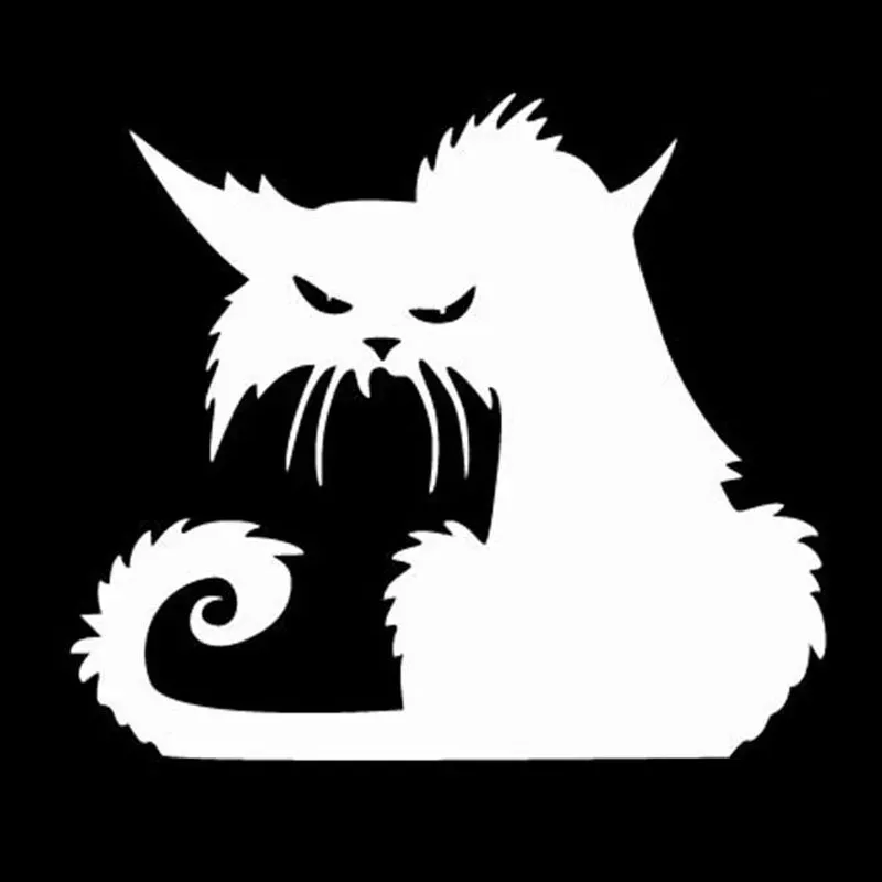 

Черные/Серебряные наклейки на окно с ужасным котом на Хэллоуин, забавные Мультяшные наклейки на автомобиль, 14,6*12,9 см