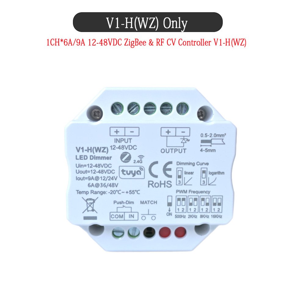 

Tuya Smart ZigBee RF 2.4G светодиодный диммер контроллер 4096-уровневое плавное затемнение Alexa/Google голосовое управление DC 12 В 24 В 36 В 48 В вход