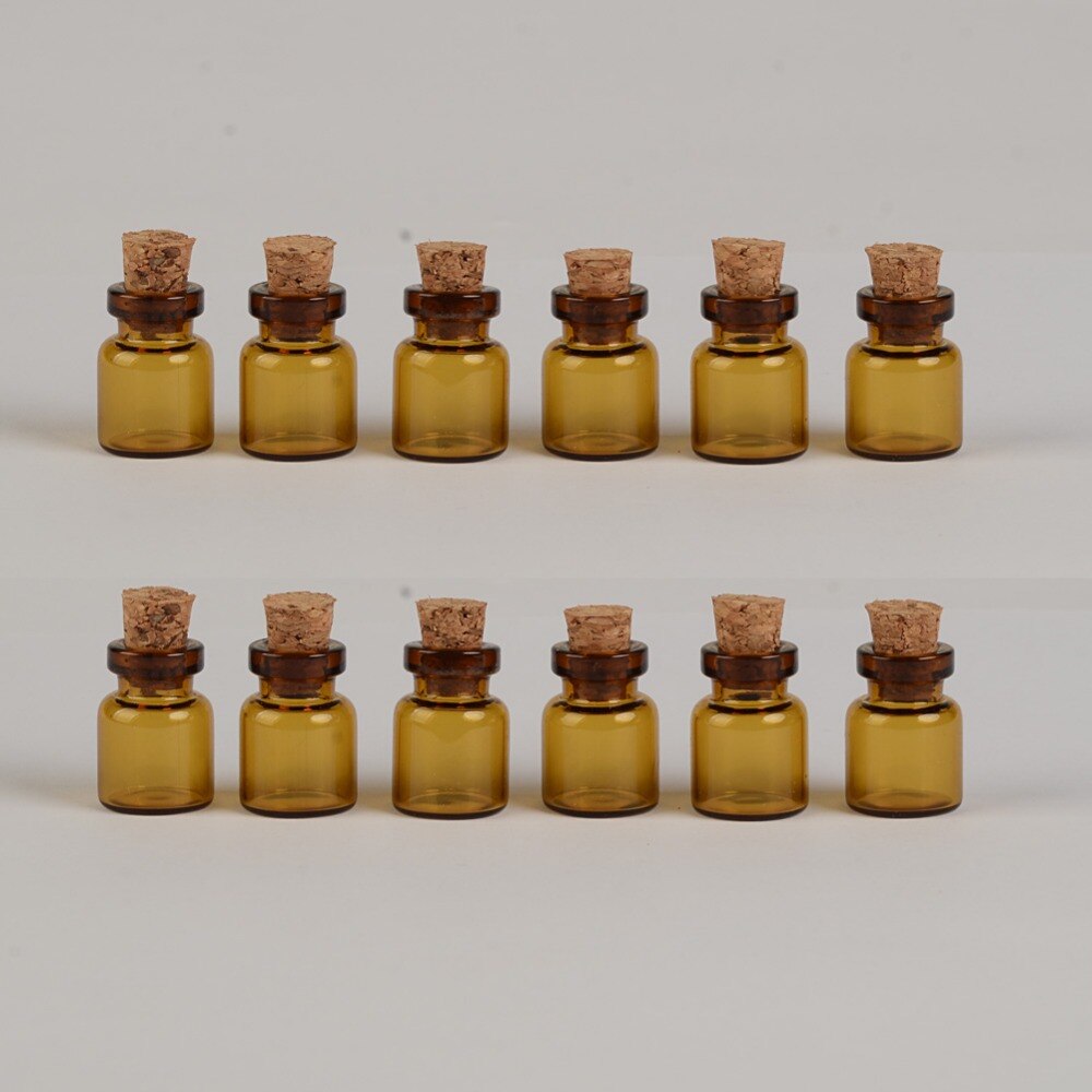 

Мини стеклянные бутылки с пробкой Jarvials коричневые 0,6 мл 100 шт