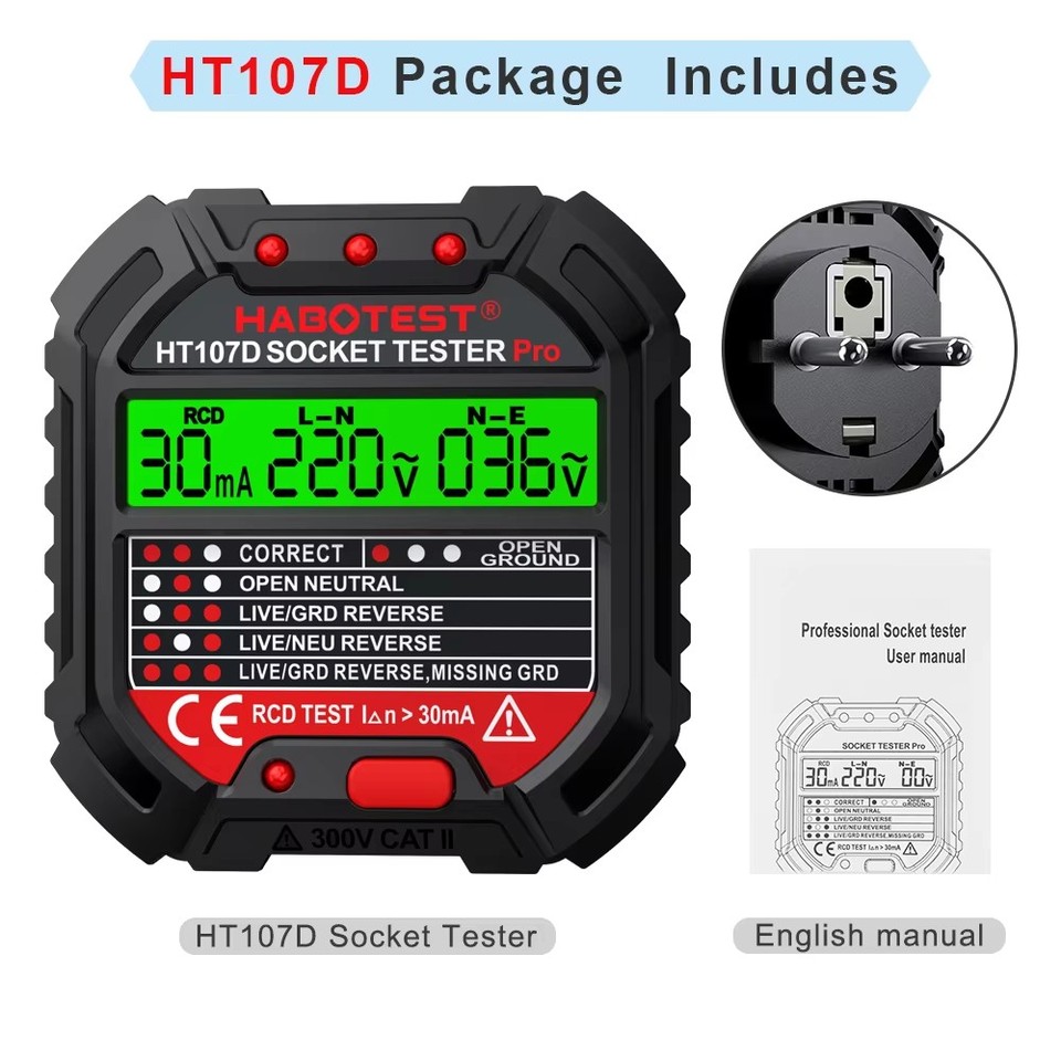 

Цифровой тестер розеток Cretrust HT106