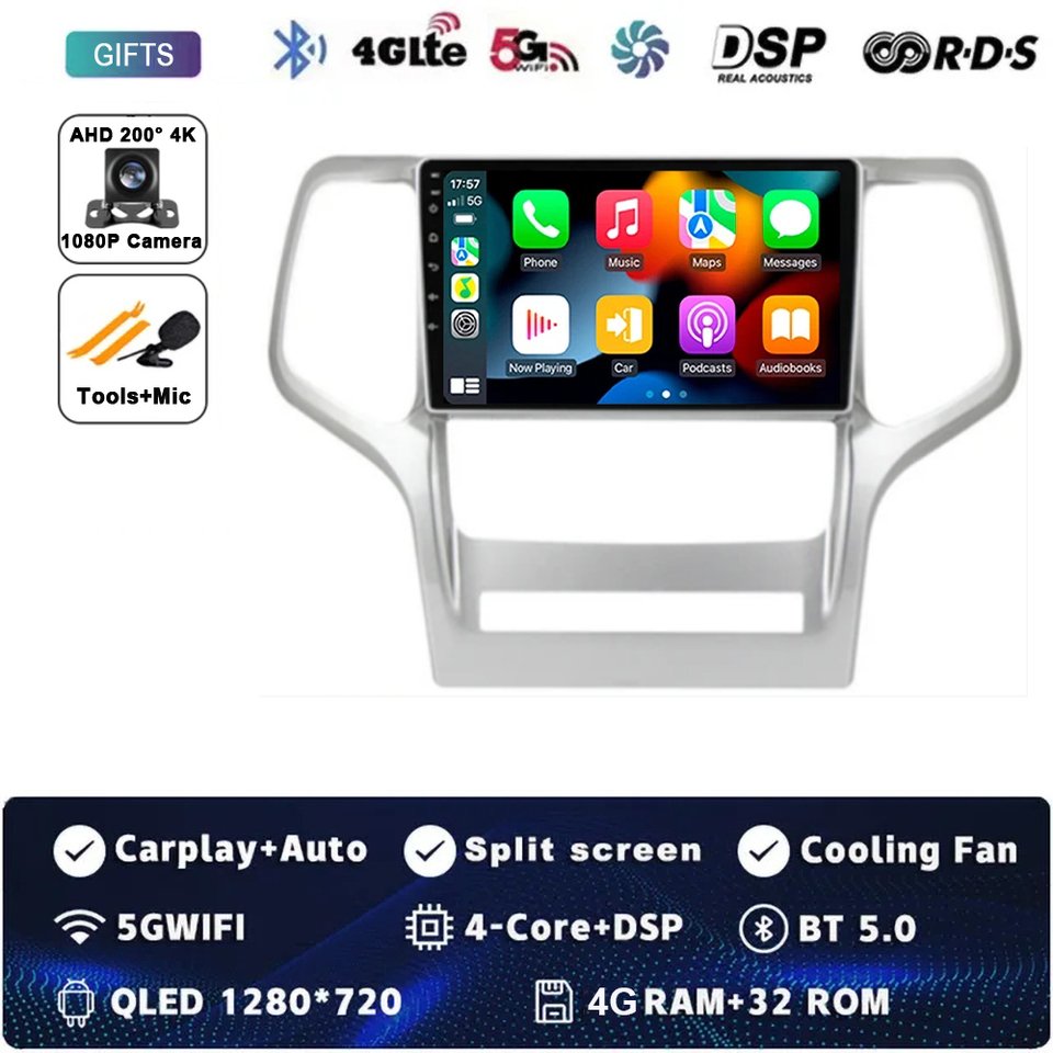 

Автомобильный редо Android 14, для Jeep Grand Cherokee 2008 2009 2010 2011 2012 2013, мультимедийный стереоплеер, навигация, GPS, авторадио, DSP