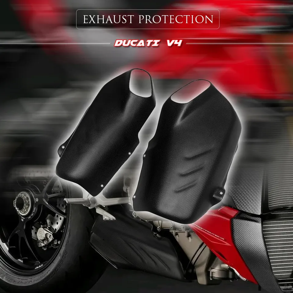 

Для DUCATI STREETFIGHTER V4 2020 2021, защита выхлопных газов из углеродного волокна для мотоцикла, обтекатель, защита панели капота