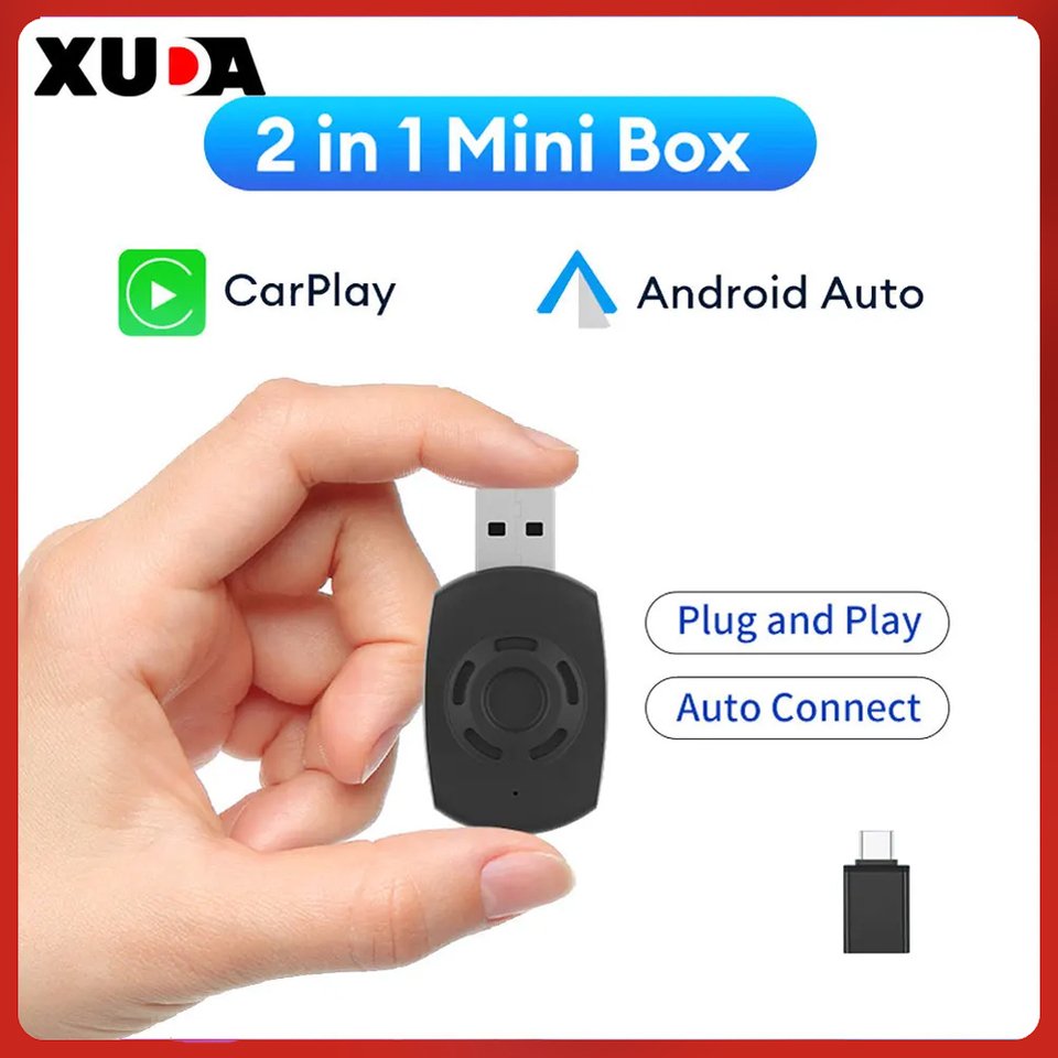 

XUDA Mini AI Box, совместимая с 99% автомобилей, проводная к беспроводному Carplay и Android Auto AI 2 в 1 коробке Plug And Play Bluetooth 5.0