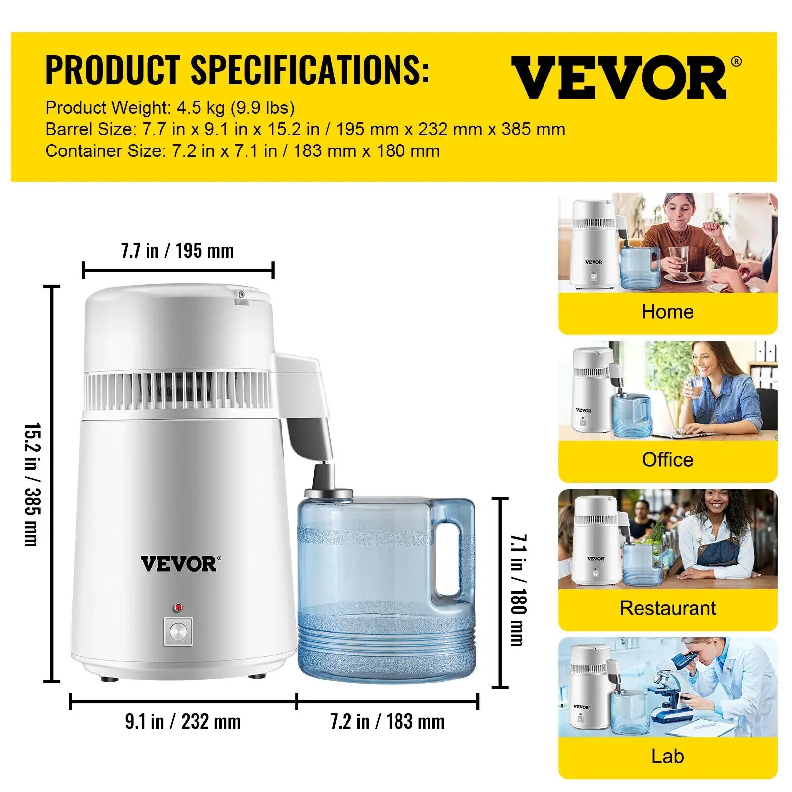 

VEVOR 4L дистиллятор воды очиститель фильтр диспенсер Подогрев питьевой бутылки смягчитель 304 нержавеющая сталь бытовая техника