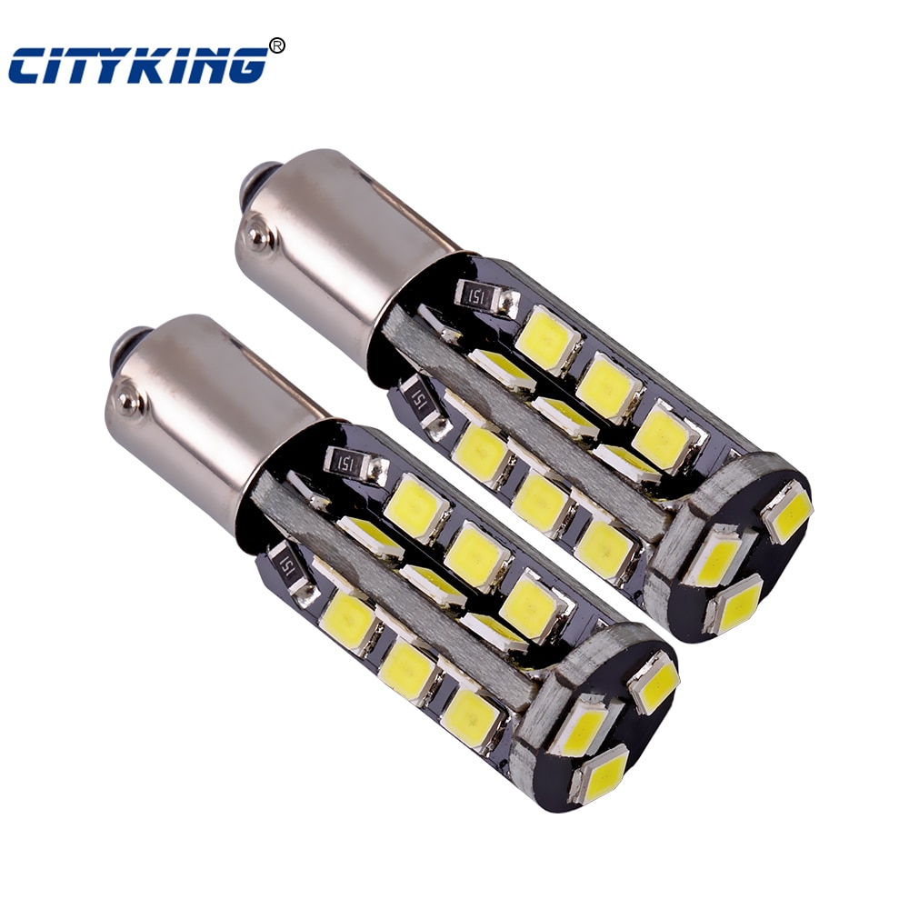 

2 шт. Canbus Ba9s Led 27smd 2835 автомобильные Bay9s Bax9s T4w W5W SMD безошибочные лампы 12 В сигнальные лампы номерные знаки габаритные огни