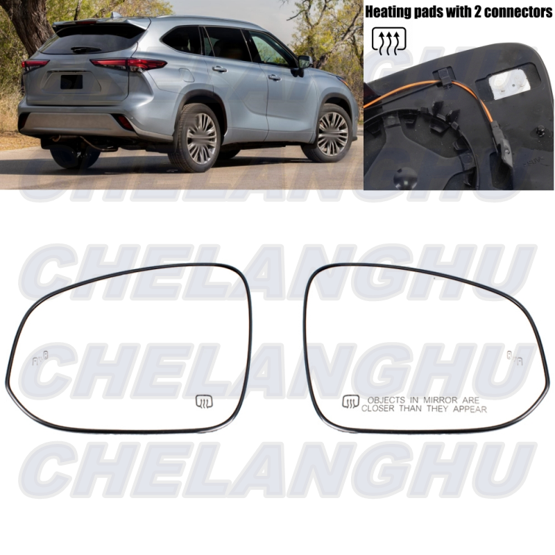 

Для Toyota Highlander LHD 2020 2021 2022 2023, пара левого + правого бокового заднего зеркала с подогревом слепых зон, стекло, автомобильные аксессуары