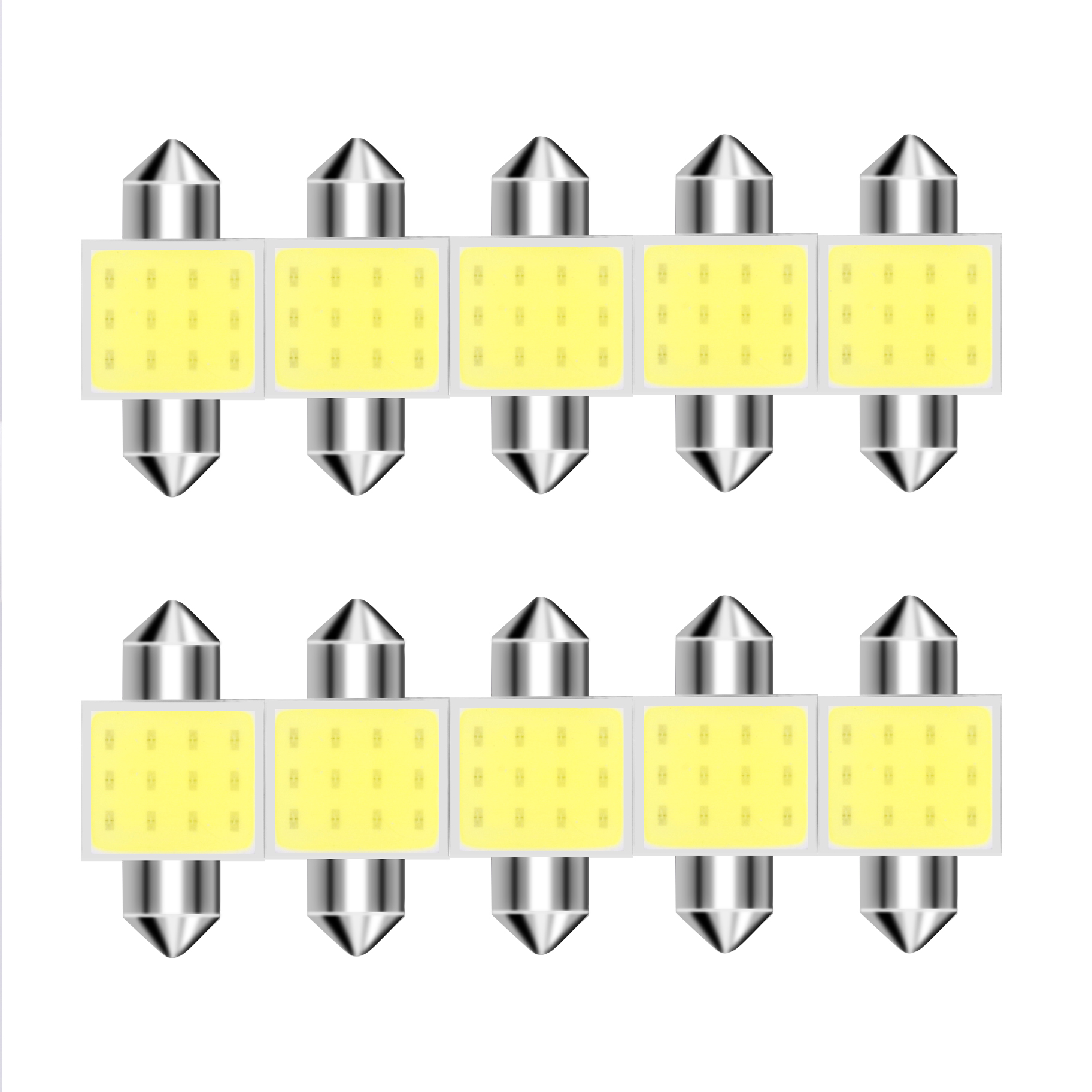 

10 шт., 31 мм, 36 мм, 39 мм, 41 мм, автомобильная светодиодная лампа COB C5W C10W, белый цвет, автомобильный купольный светильник для чтения, автоматическая лампа для интерьера 6000K DC12V