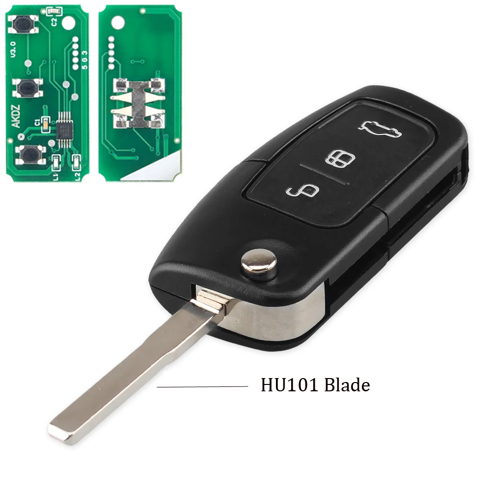 

Складной дистанционный ключ KEYYOU 433 МГц 4D63 40 бит 80 бит 3 кнопки для Ford Focus Fiesta 2013 чехол-брелок HU101 F021 Blade