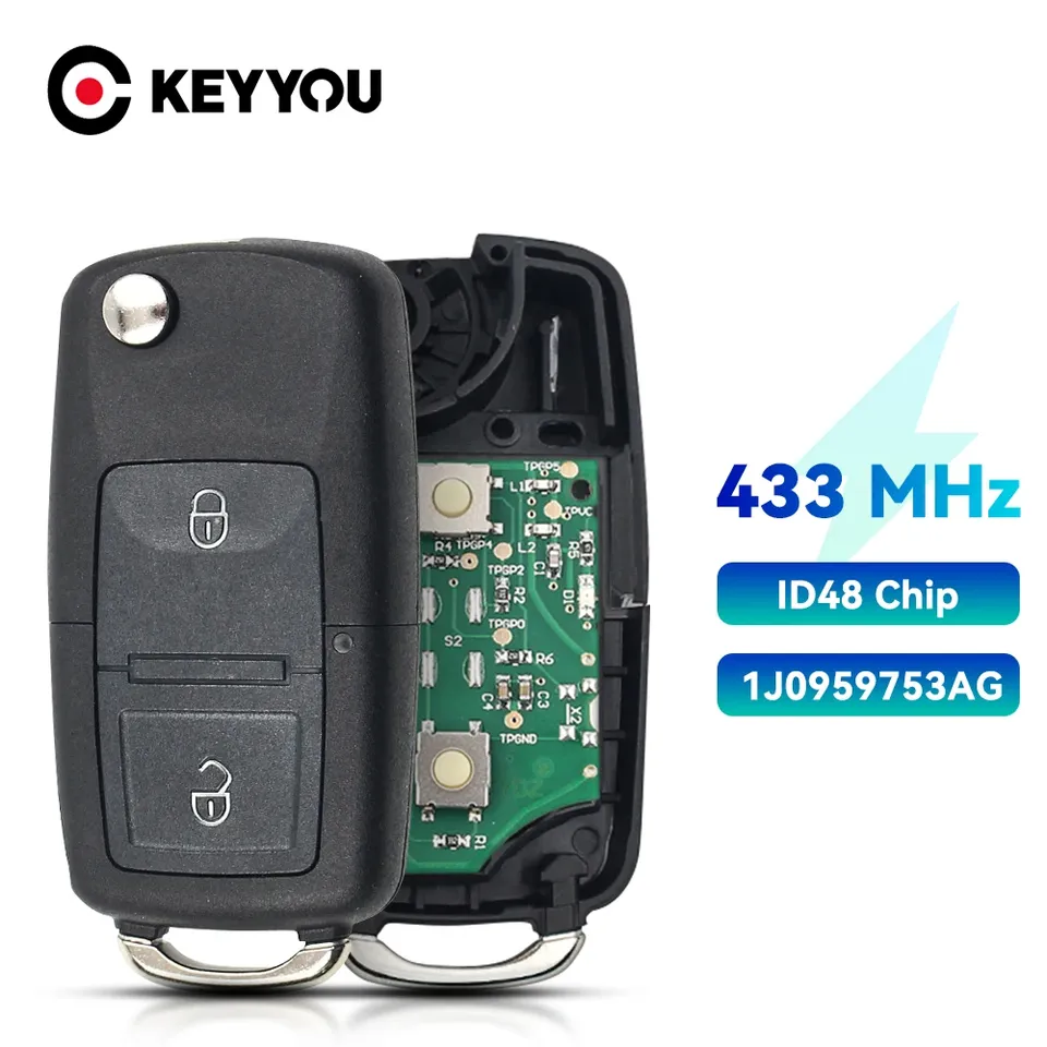

KEYYOU Автомобильный Дистанционный ключ 434 МГц 433 МГц ID48 чип для Volkswagen VW Beetle Bora Golf Passat транспортер поло T5 1J0959753AG